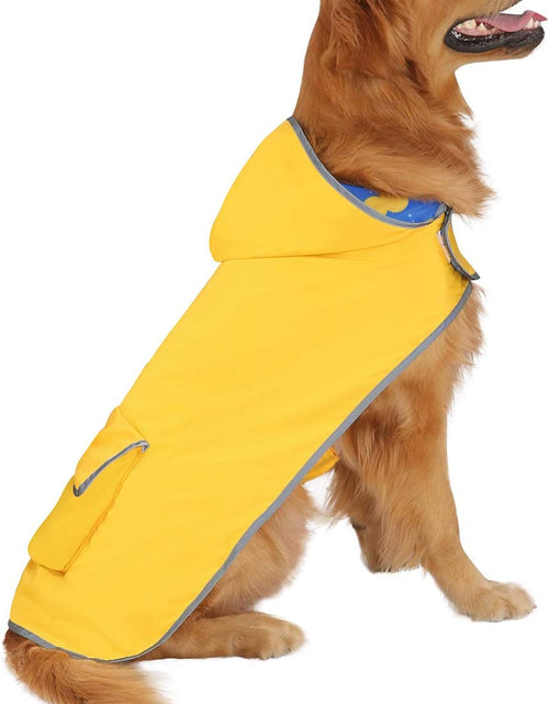 Load image into Gallery viewer, Reversible Dog Raincoat Hooded Slicker Poncho Rain Coat Jacket for Small Medium Large Dogs Ducks Yellow - L
