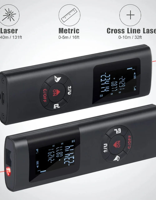 Load image into Gallery viewer, Smartmeasure 40M/60M Mini Laser Distance Meter – USB Rechargeable Handheld Rangefinder for Accurate Measurements
