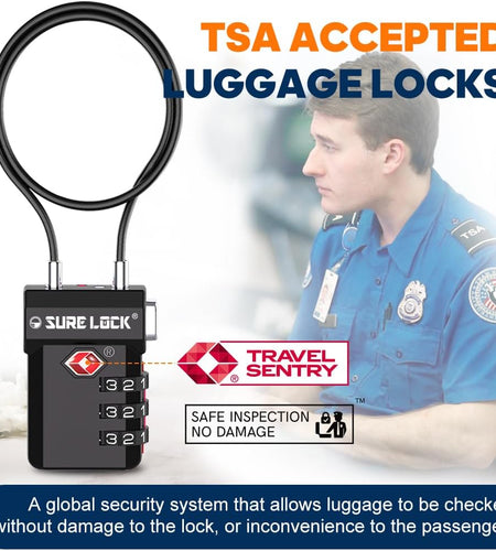 TSA Approved Luggage Locks, Open Alert, Easy Read Dials, Travel Luggage Locks for Suitcase, Baggage Locks