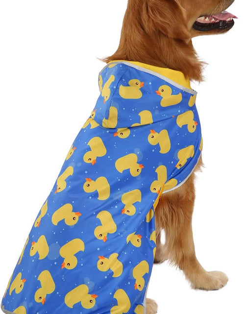 Load image into Gallery viewer, Reversible Dog Raincoat Hooded Slicker Poncho Rain Coat Jacket for Small Medium Large Dogs Ducks Yellow - L
