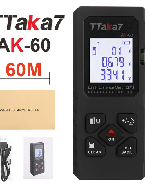 Load image into Gallery viewer, Smartmeasure 40M/60M Mini Laser Distance Meter – USB Rechargeable Handheld Rangefinder for Accurate Measurements
