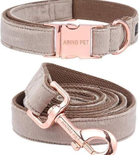 Dog Collar and Leash, Velvet Dog Collar and Leash Set, Soft & Comfy, Adjustable Collars for Dogs