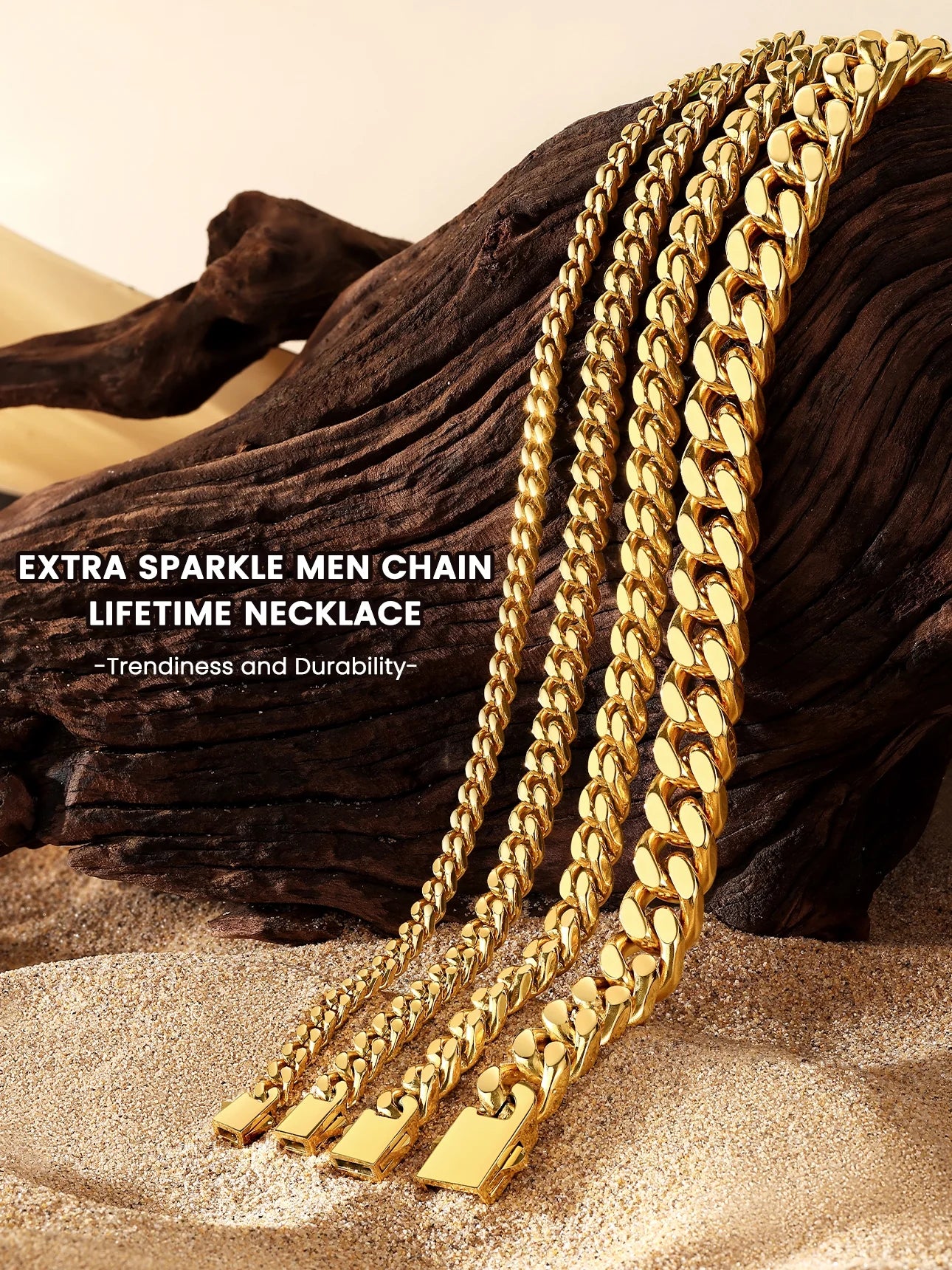 5Mm 18K Gold Filled Cuban Chain Necklaces, 30 Inch Heavy Chunky Stainless Steel Curb Necklace Hip Hop Punk Jewelry for Women