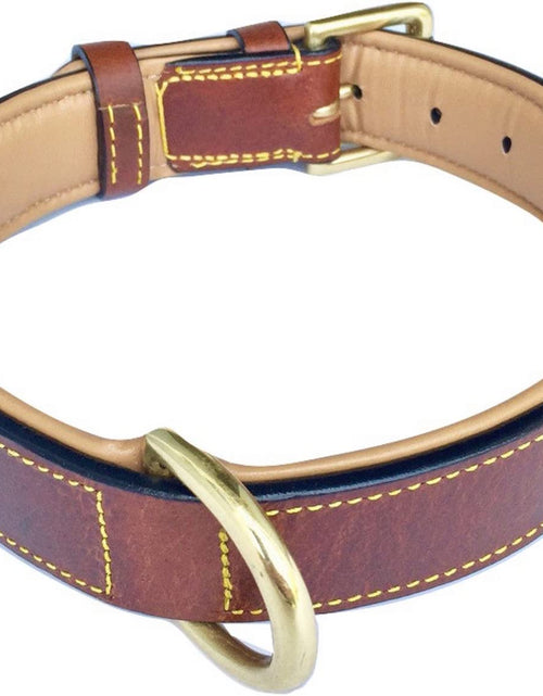 Load image into Gallery viewer, Padded Leather Dog Collar, Large Brown, Real Genuine Leather, 24&quot; Long X 1.5 Wide, Fits Neck Size 18&quot; to 21&quot; Inches
