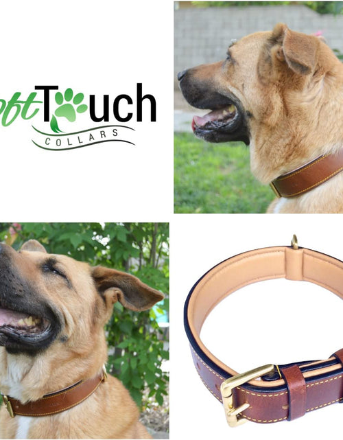 Load image into Gallery viewer, Padded Leather Dog Collar, Large Brown, Real Genuine Leather, 24&quot; Long X 1.5 Wide, Fits Neck Size 18&quot; to 21&quot; Inches
