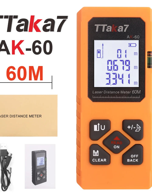 Load image into Gallery viewer, Smartmeasure 40M/60M Mini Laser Distance Meter – USB Rechargeable Handheld Rangefinder for Accurate Measurements
