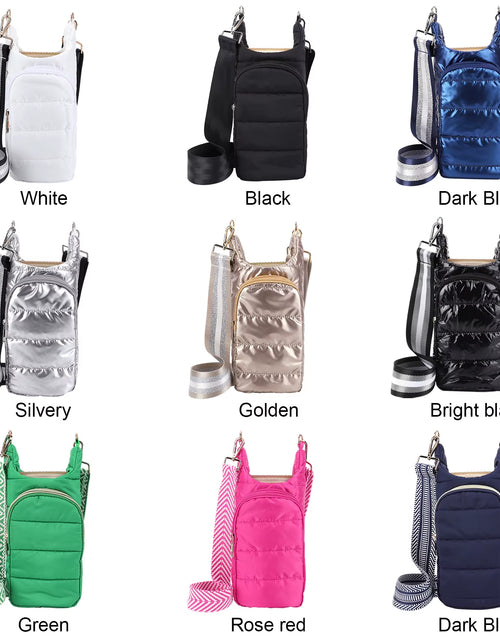 Load image into Gallery viewer, Hydrocarry Puffer Tote – Adjustable Strap Water Bottle Carrier for Outdoor Travel &amp; Daily Adventures
