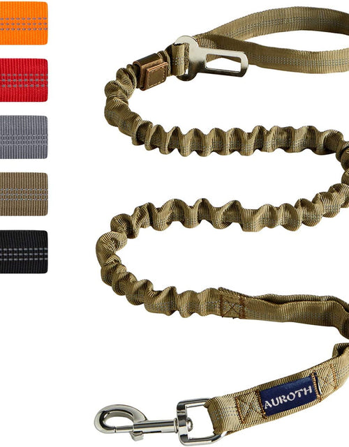 Load image into Gallery viewer, Heavy Duty Bungee Dog Leash for Medium Large Breed Dogs, No Pull for Shock Absorption with Car Seat Belt, 2 Padded Handles 4.5FT 6FT Training Dog Leash
