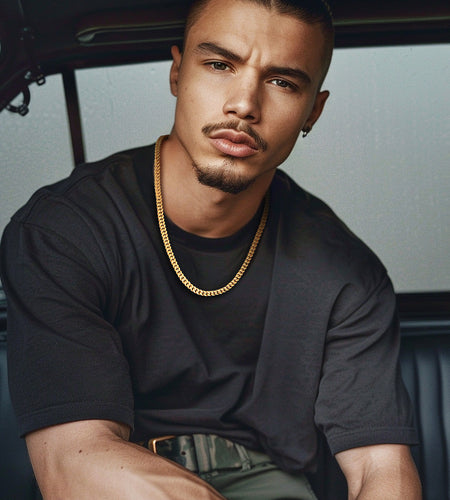 5Mm 18K Gold Filled Cuban Chain Necklaces, 30 Inch Heavy Chunky Stainless Steel Curb Necklace Hip Hop Punk Jewelry for Women