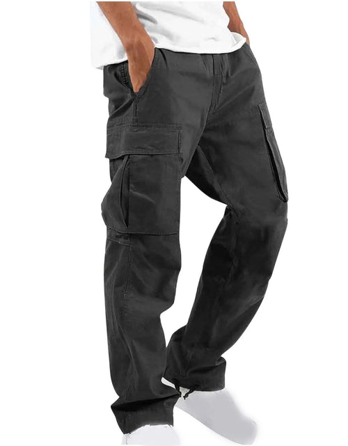Load image into Gallery viewer, Trousers Full Length Pants for Men Solid 2025 Casual Multiple Pockets Outdoor Straight Type Fitness Pants Cargo Pants Trousers Gray
