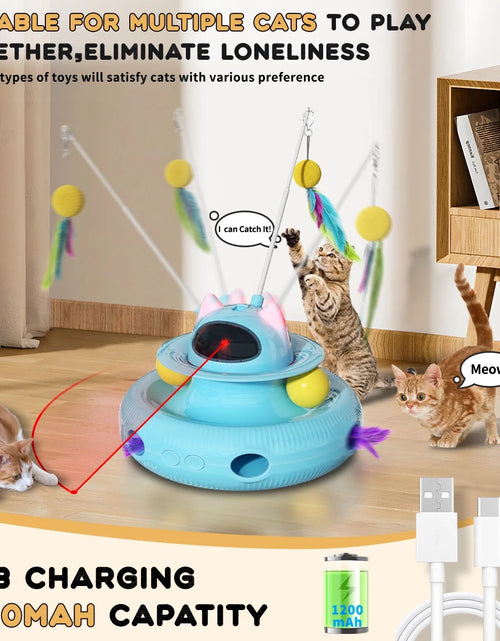 Load image into Gallery viewer, 4 in 1 Interactive Cat Toys with USB Rechargeable,Smart Cat Feather Wand for Indoor Cats with Red Beam,Smart Interactive Electronic Exercise Kitten Toys,Exercise Cat Wand,Indoor Exercise Cat Kicker
