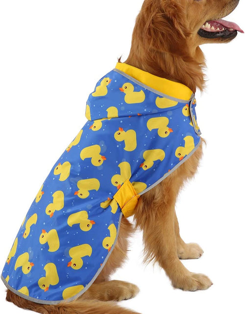Load image into Gallery viewer, Reversible Dog Raincoat Hooded Slicker Poncho Rain Coat Jacket for Small Medium Large Dogs Ducks Yellow - L
