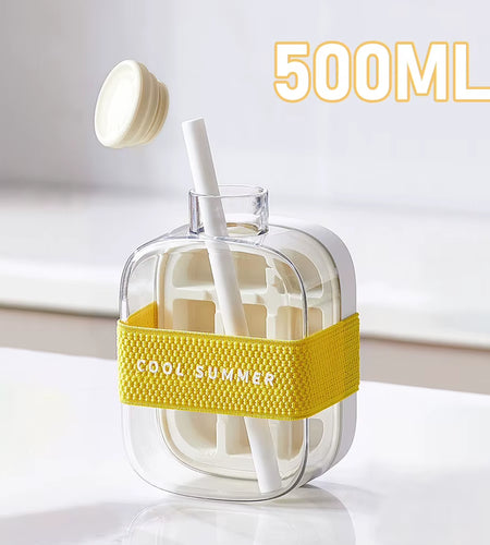 Chillsip Bottle Set – Stylish Water Bottle with Straw & Zero-Contact Ice Cube Tray