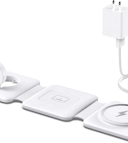 Magnetic Wireless Charger for Iphone: Fodable 3 in 1 Charging Station for Apple Multiple Devices - Travel Charging Pad Dock for Iphone 15 14 13 12 Pro Max plus & Airpod