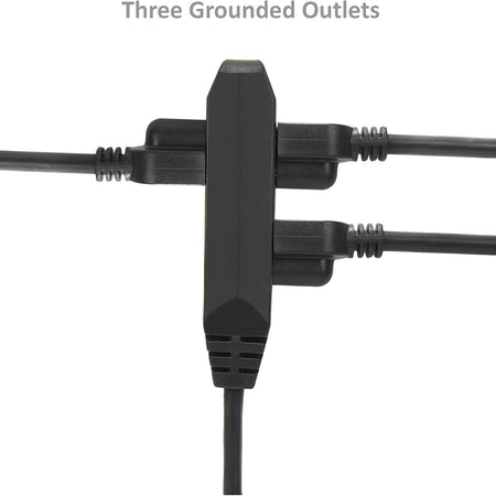 Extension Cord/Wire Power Cable, Indoor/Outdoor, 16/2, 3 Outlet, 10 Feet, UL Listed, Black, (2 Pack)