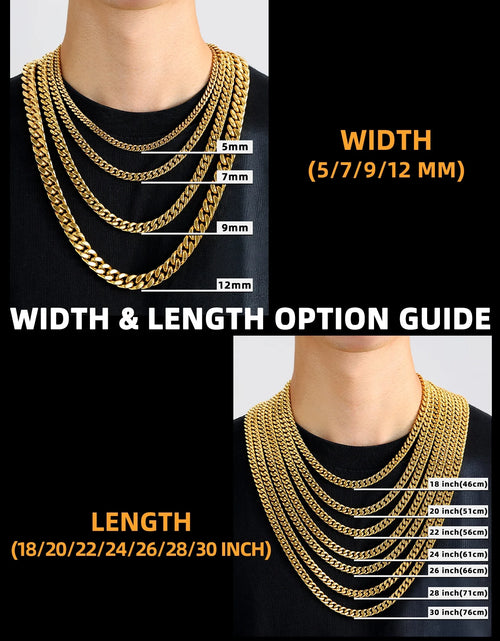 Load image into Gallery viewer, 5Mm 18K Gold Filled Cuban Chain Necklaces, 30 Inch Heavy Chunky Stainless Steel Curb Necklace Hip Hop Punk Jewelry for Women
