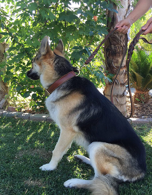 Load image into Gallery viewer, Padded Leather Dog Collar, Large Brown, Real Genuine Leather, 24&quot; Long X 1.5 Wide, Fits Neck Size 18&quot; to 21&quot; Inches
