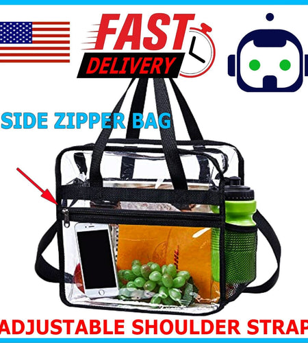 1X-2X Clear PVC Tote Bag Women Transparent Handbag Zip Purse Stadium Security