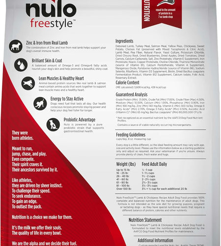 Adult Dog Food: Grain Free, All Natural Dry Pet Kibble for Large and Small Breed Dogs - Lamb, Salmon, or Turkey Recipe