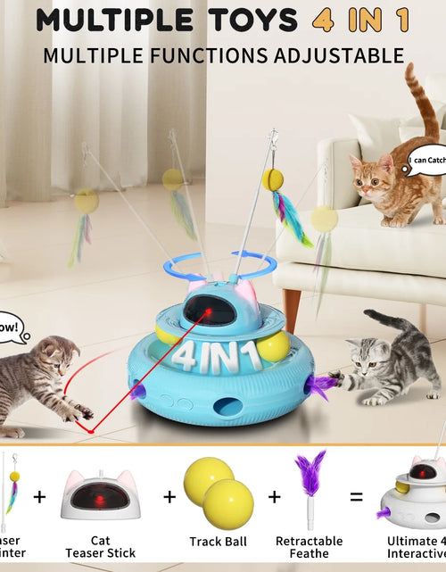Load image into Gallery viewer, 4 in 1 Interactive Cat Toys with USB Rechargeable,Smart Cat Feather Wand for Indoor Cats with Red Beam,Smart Interactive Electronic Exercise Kitten Toys,Exercise Cat Wand,Indoor Exercise Cat Kicker
